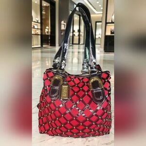 American Glamour Red & Black Handbag By Badgley Mischka NWOT